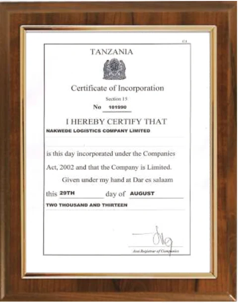 Certificate of Incorporation